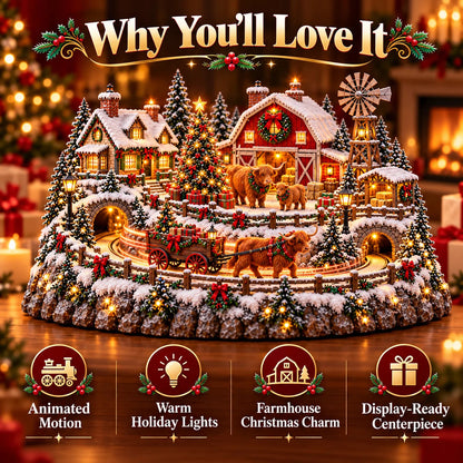 🐮 Highland Cow Christmas Farm Village – Animated Holiday Scene