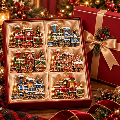🚂🎄 Vintage Christmas Train Ornaments – 6 Charming Holiday Designs