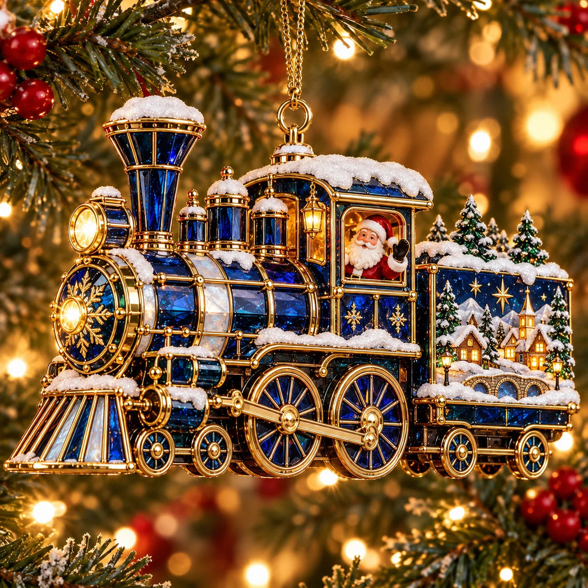🚂🎄 Vintage Christmas Train Ornaments – 6 Charming Holiday Designs