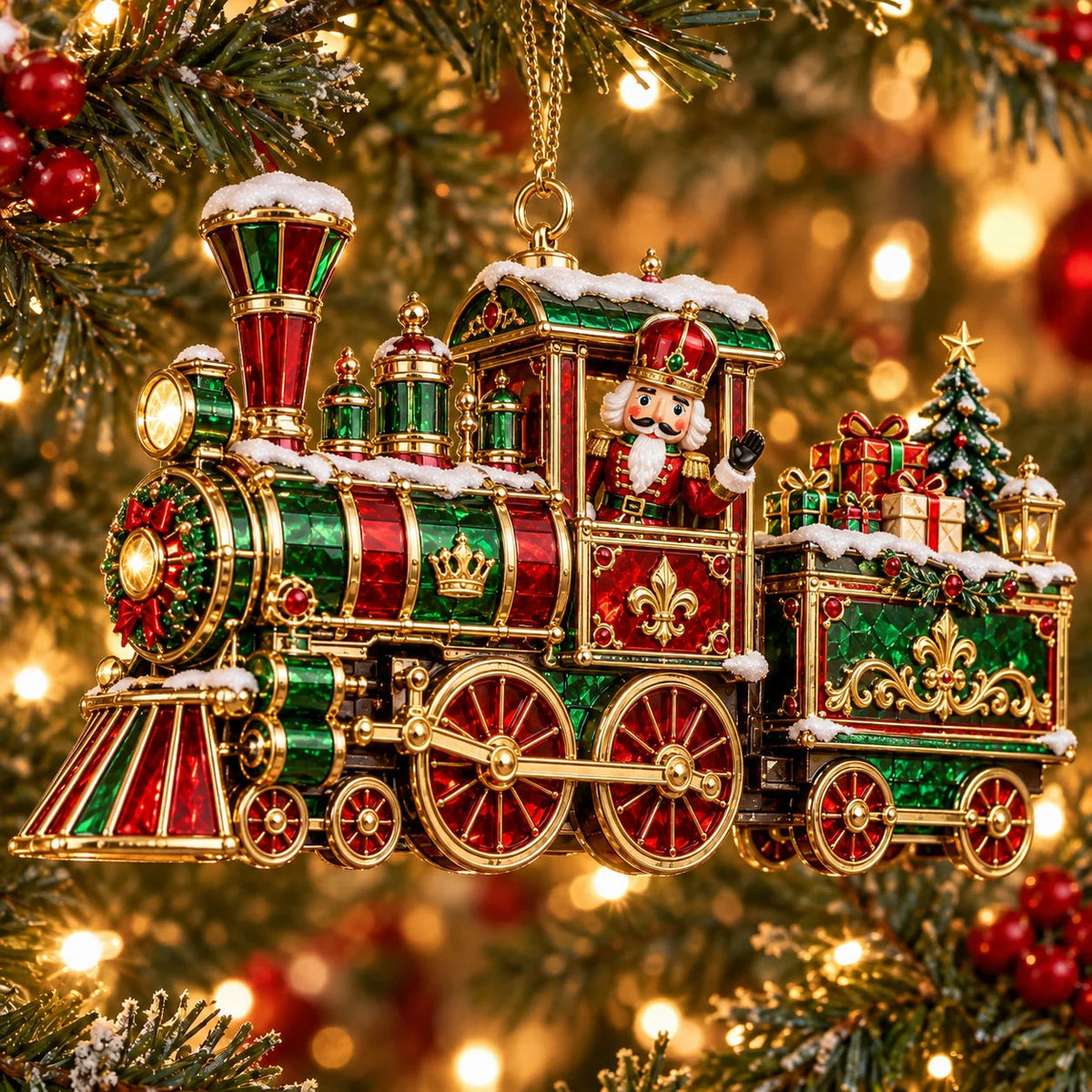 🚂🎄 Vintage Christmas Train Ornaments – 6 Charming Holiday Designs