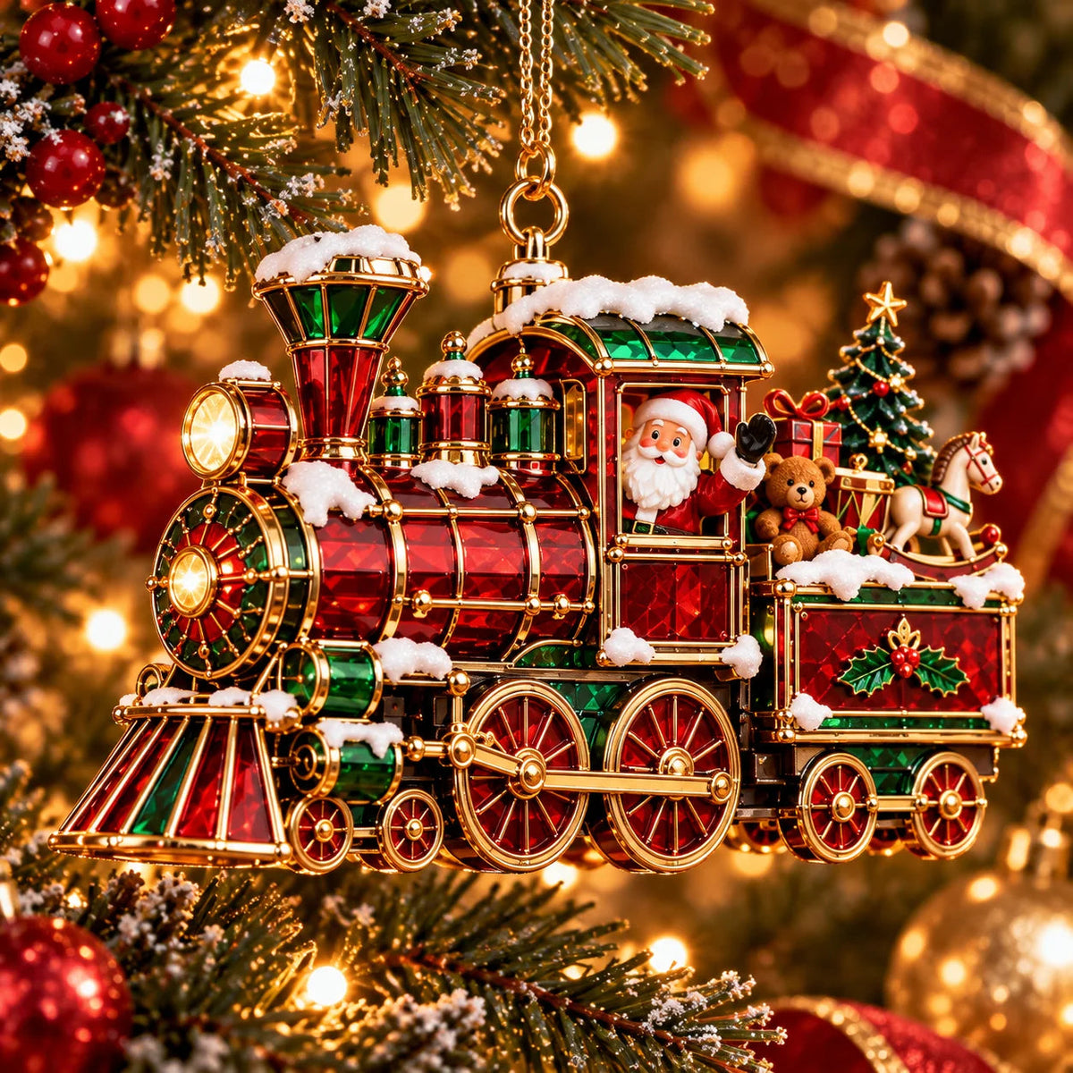 🚂🎄 Vintage Christmas Train Ornaments – 6 Charming Holiday Designs