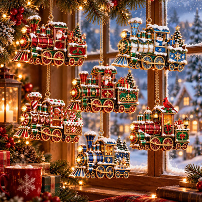 🚂🎄 Vintage Christmas Train Ornaments – 6 Charming Holiday Designs