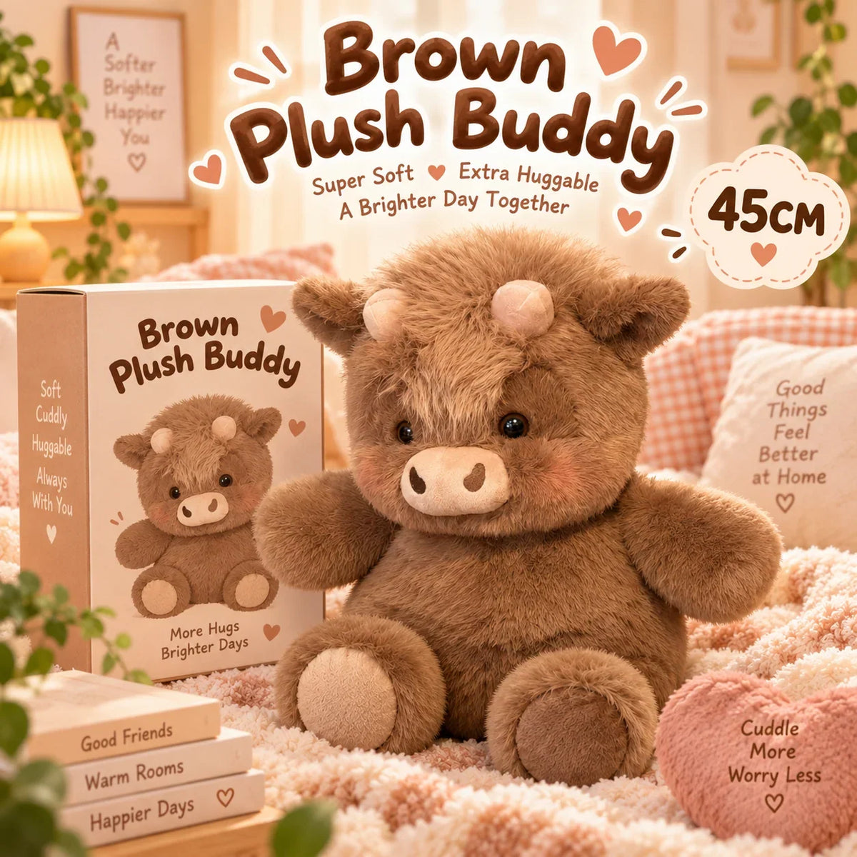 Fluffy Cow Plush – Super Soft, Huggable & Perfect for Gifting 🎁