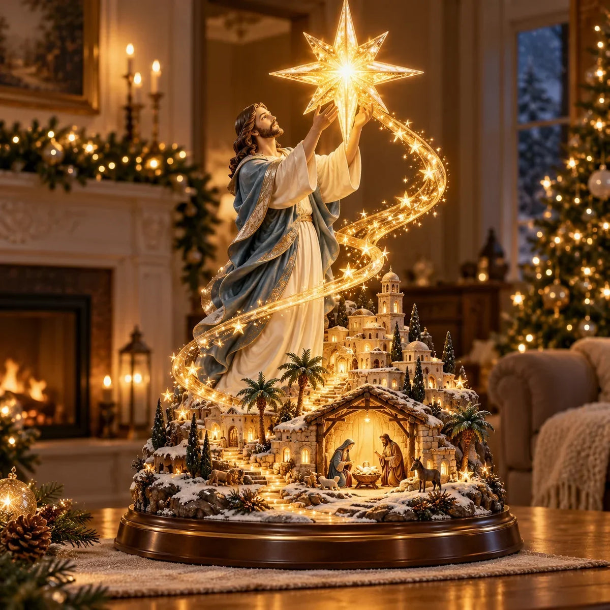 ⭐✨ Bethlehem Star Of Hope™ – Jesus Holding The Guiding Star Illuminated Christmas Nativity Scene