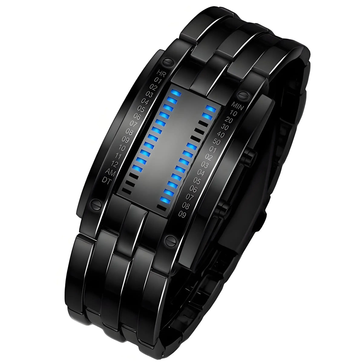 🎁🔥Binary LED Digital Watch, Square Face with Stainless Zinc Alloy Band, Unisex Casual Timepiece