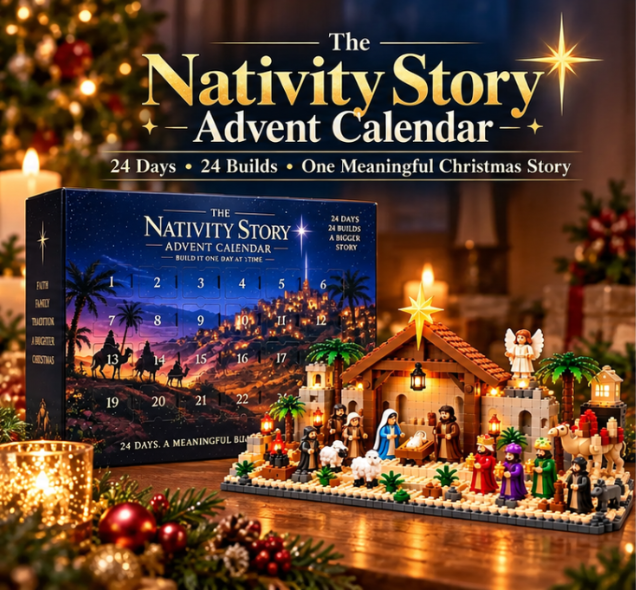 🎀49% OFF TODAY🎀Nativity Advent Calendar – 24-day Buildable Christmas Nativity Set