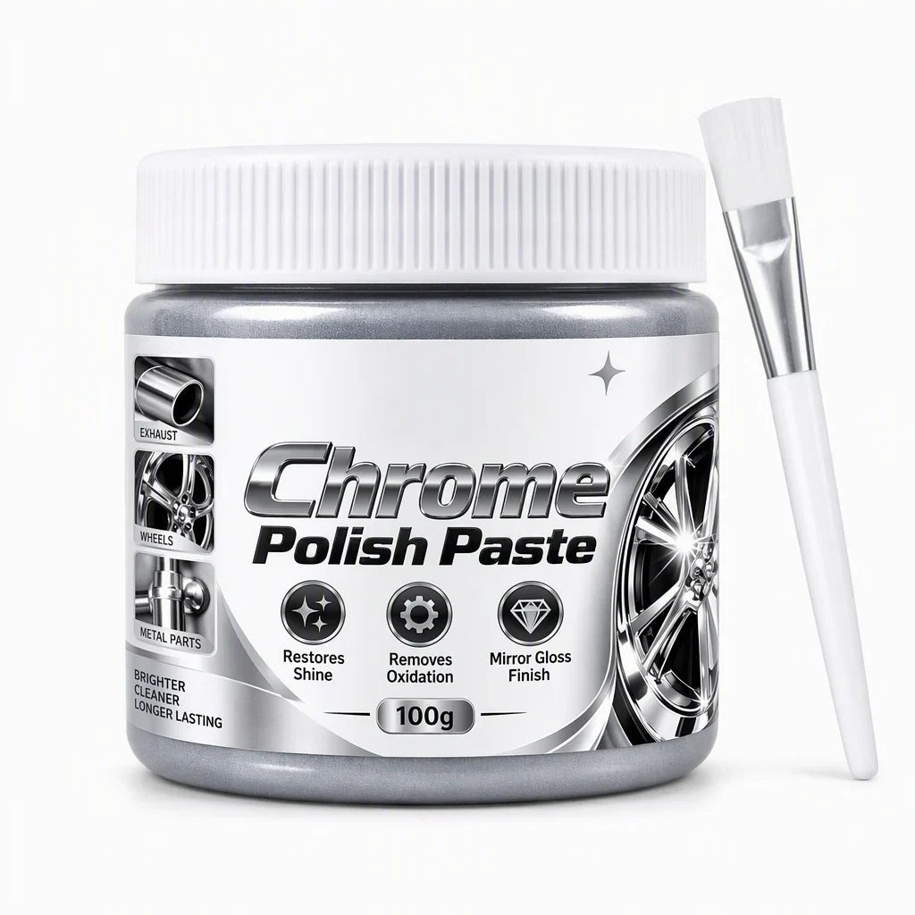 Metal Chrome Polish & Restorer Paste With Brush
