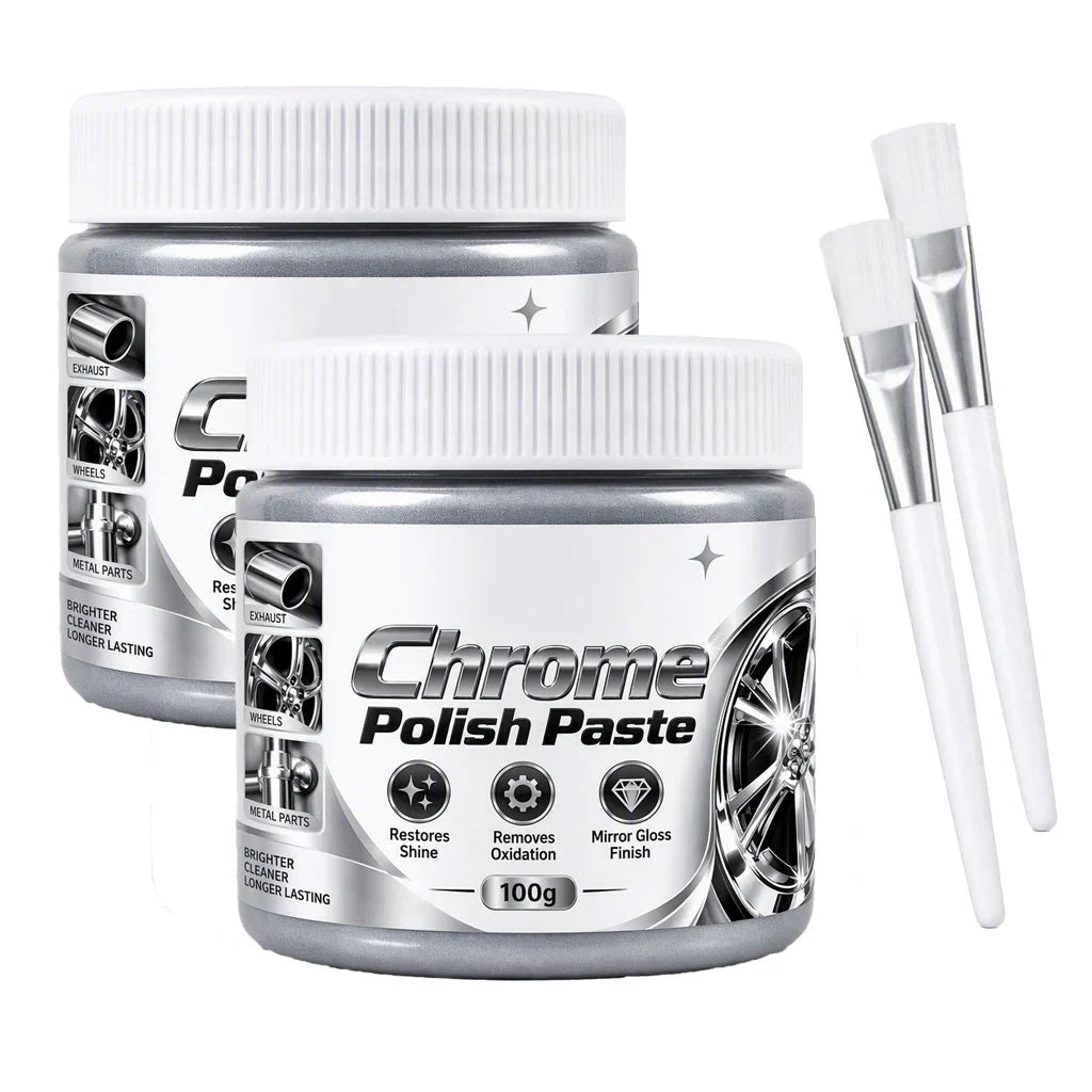 Metal Chrome Polish & Restorer Paste With Brush