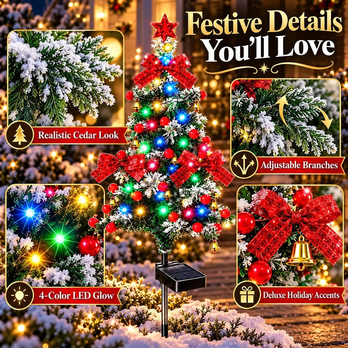 🌱 Solar Cedar Christmas Tree Lights🔥Festive Outdoor Holiday Decor🔥