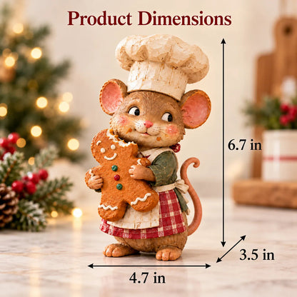 🐭🍪 Gingerbread Mouse Baker Figurine – Vintage-Style Christmas Kitchen Decor