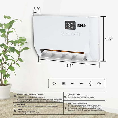 Black Friday Early Bird Deals-Wall-Mounted Space Heater with Thermostat and Remote Control