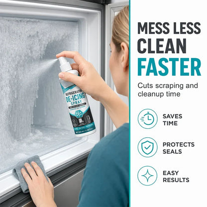 Fast-Acting Refrigerator Defrost Spray | No-Scratch Ice Remover with Free Scraper for Freezers & Deep Fridges