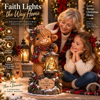 🐮✨ Highland Cow Nativity Lantern™ – Solar Lighted Christmas Porch & Garden Decor ✝️🎄