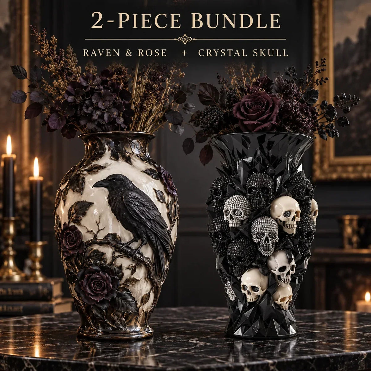 💀🐦‍⬛ Crystal Skull Vase – Where Darkness Meets Elegance ✨
