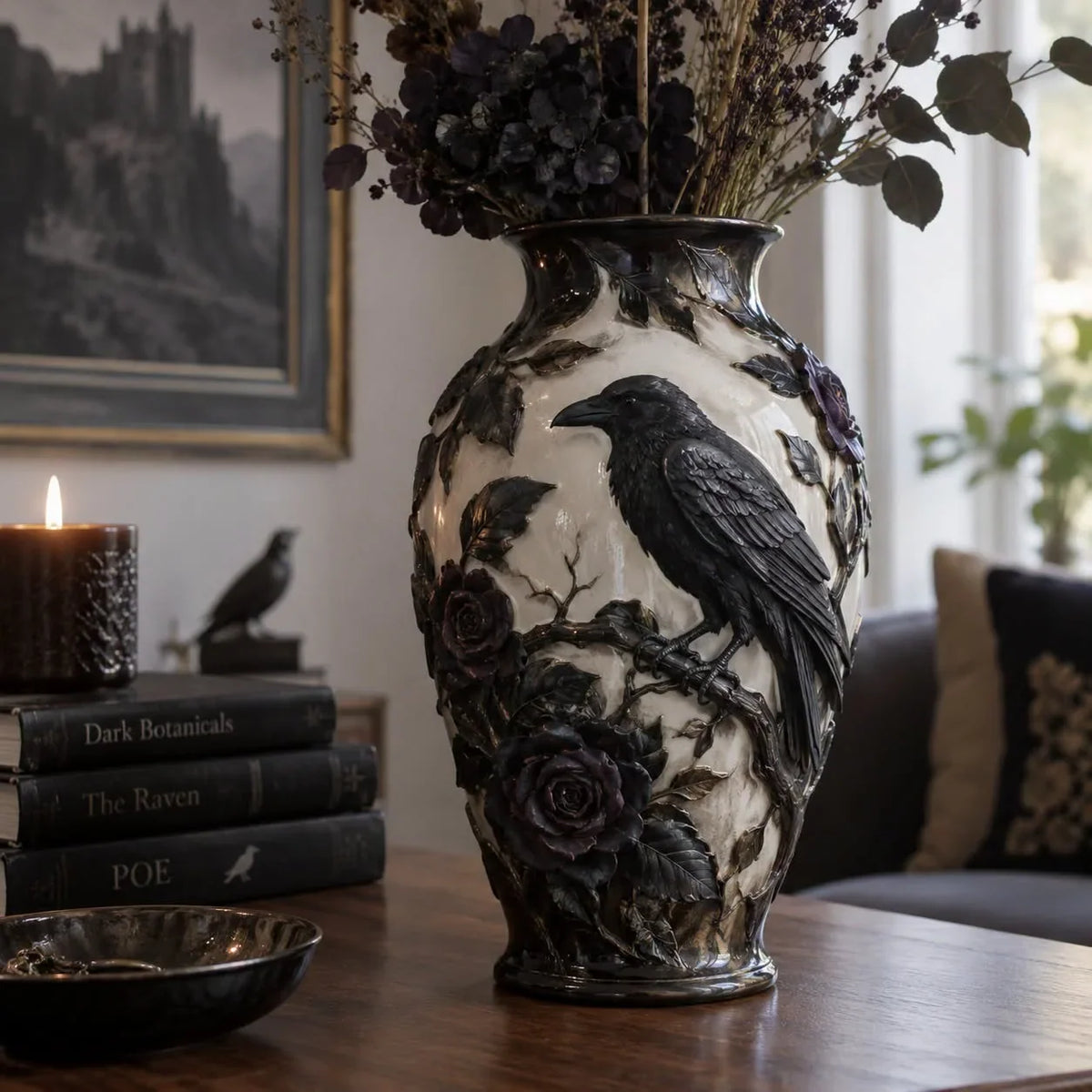 💀🐦‍⬛ Crystal Skull Vase – Where Darkness Meets Elegance ✨