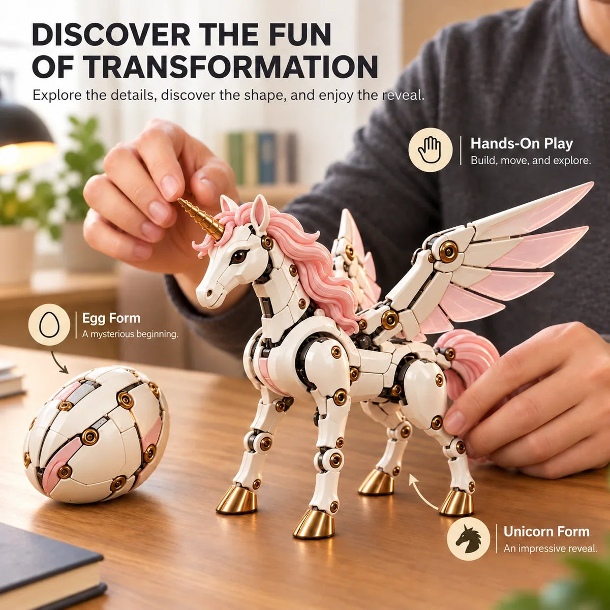 🦄 2-in-1 Transforming Mechanical Unicorn Egg – Winged Fantasy Figure🚚