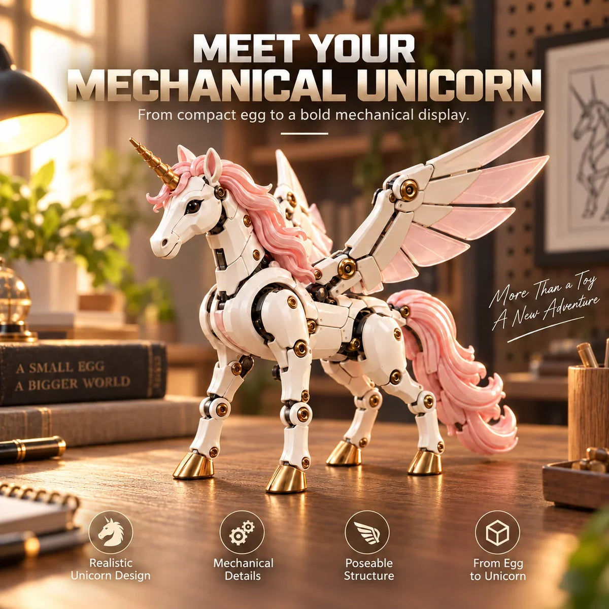 🦄 2-in-1 Transforming Mechanical Unicorn Egg – Winged Fantasy Figure🚚