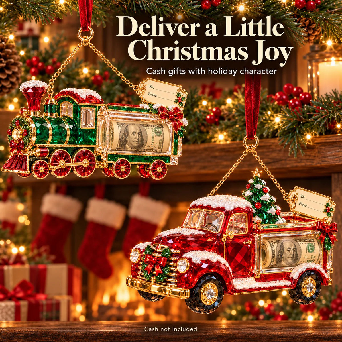 🎄 Christmas Cash Gift Ornament | 20 Crystal-Style Designs with Money Holder & Gift Tag 🎁