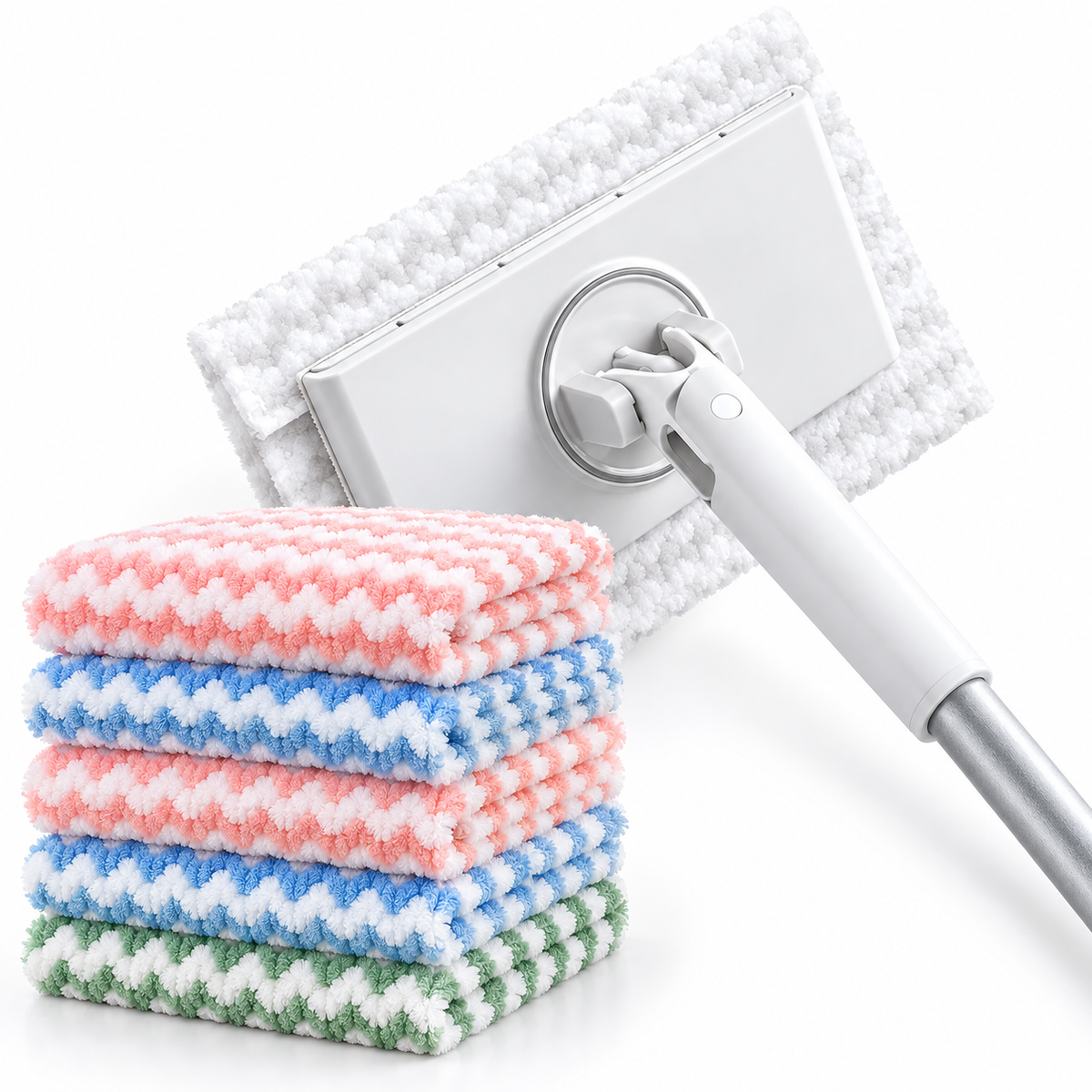 🧹 Zero-Touch Flat Mop – Fiber-Lock Grip & Hands-Free Pad Release