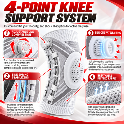 Dial-Adjustable Sports Knee Brace with Alloy Spring Support
