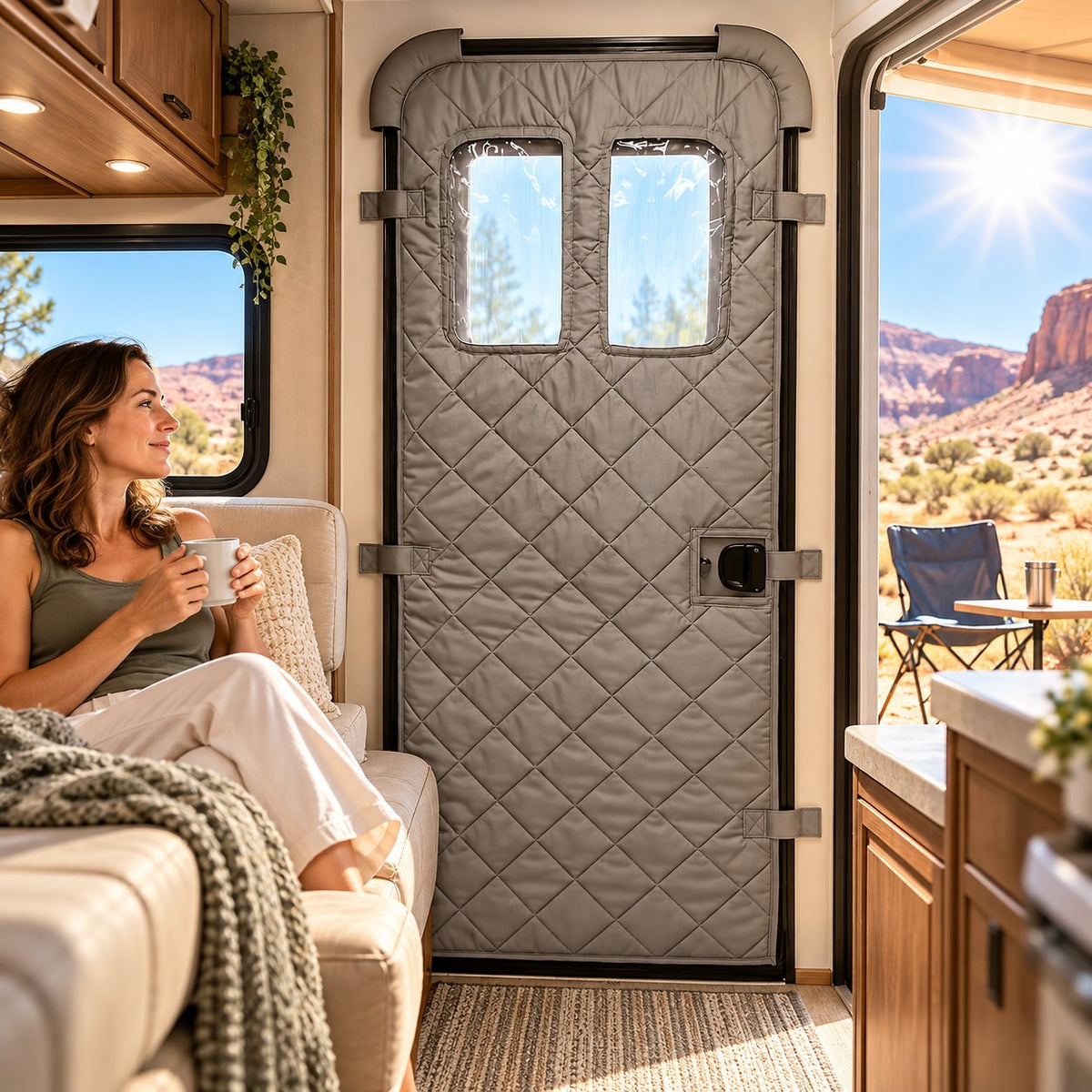 Camper Door Thermal Insulation Cover for RV Camping Life