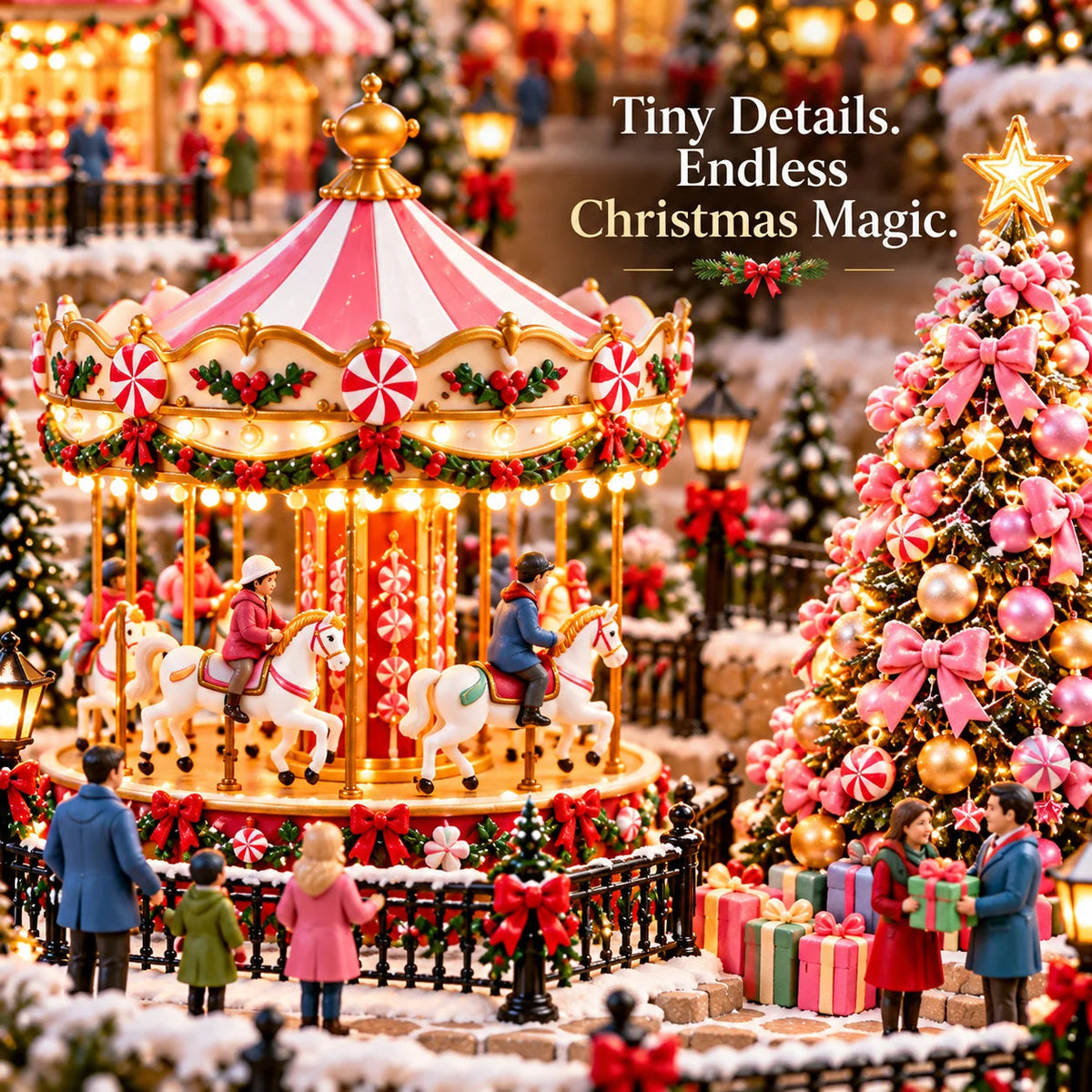 ✨ HOT SALE 49% OFF✨🎄'Candy-Bright' Christmas Market | Illuminated Miniature Christmas Town ✨