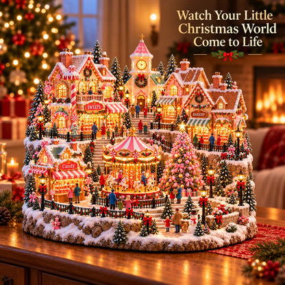 ✨ HOT SALE 49% OFF✨🎄'Candy-Bright' Christmas Market | Illuminated Miniature Christmas Town ✨