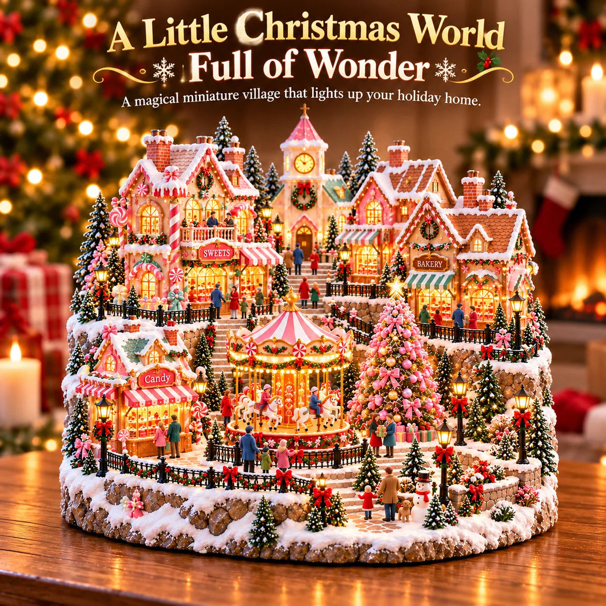 ✨ HOT SALE 49% OFF✨🎄'Candy-Bright' Christmas Market | Illuminated Miniature Christmas Town ✨