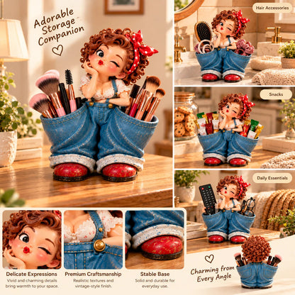 🌞 Retro Girl Multi-Purpose Organizer & Cute Home Decor