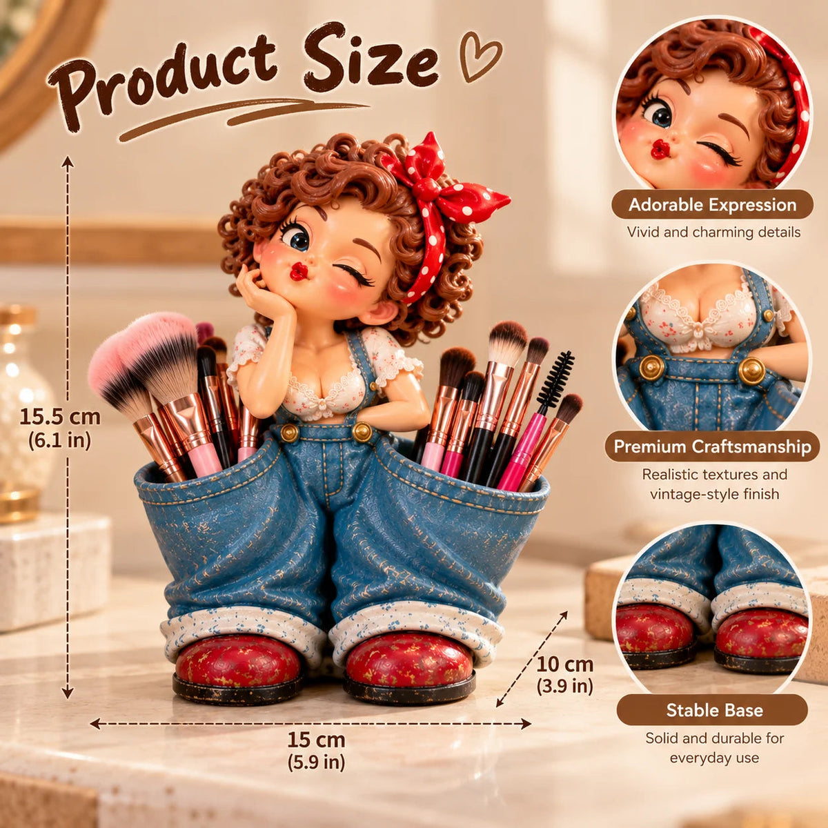 🌞 Retro Girl Multi-Purpose Organizer & Cute Home Decor