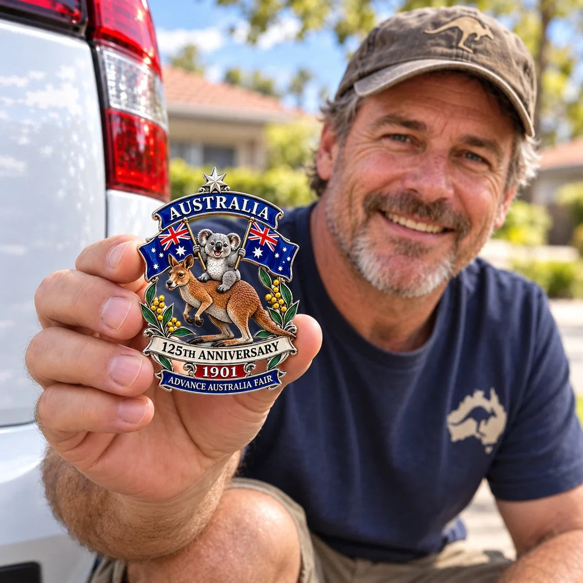 ⏳ Last Day 49% OFF – 🇦🇺 Australia 125th Anniversary 3D Metal Badge | 🖤 Waterproof • No Fade • No Rust • Adhesive & Magnetic 2-in-1 🚗
