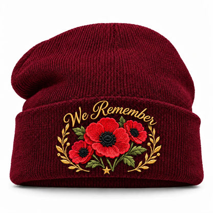 🌺 Lest We Forget — Poppy Tribute Remembrance Beanie