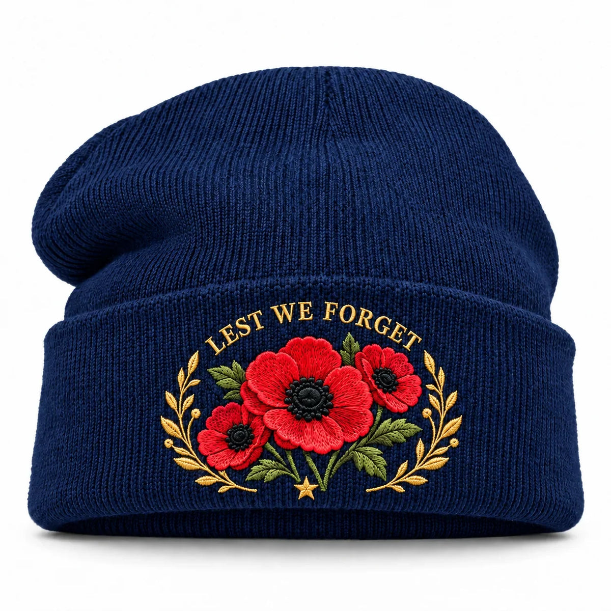🌺 Lest We Forget — Poppy Tribute Remembrance Beanie