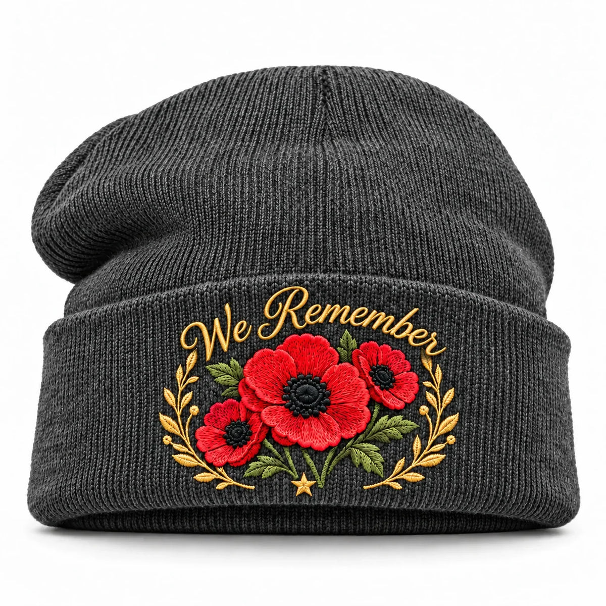 🌺 Lest We Forget — Poppy Tribute Remembrance Beanie