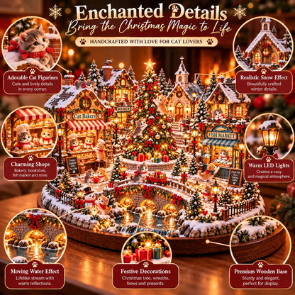 🐱🎄 Christmas Cat Village™ – Lighted Holiday Town for Cat Lovers 🌞
