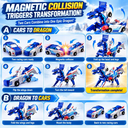 Magnetic Transforming Dragon Race Car! 2-in-1 Transformable Dragon & Racing Vehicle Toy🚗