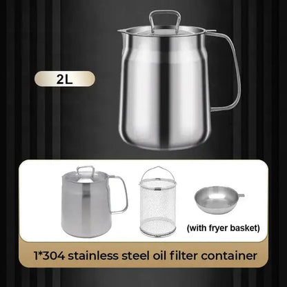 🍳 2-in-1 Stainless Steel Oil Strainer Pot & Deep Fryer - Reusable Cooking Oil