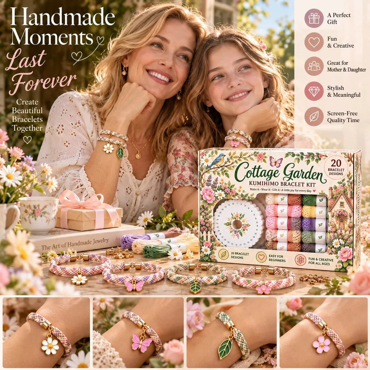 🌸Cottage Garden Kumihimo Bracelet Making Kit – DIY Braided Friendship Bracelets & Creative Gift Set ✨Beginners Friendily
