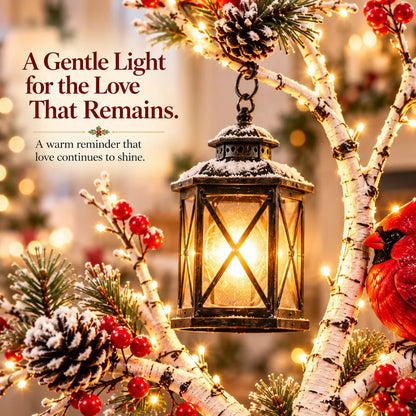 🔥Cardinal Winter Lantern Tree™ – Lighted Snowy Birch Tree with Red Cardinals & Hanging Lantern ✨