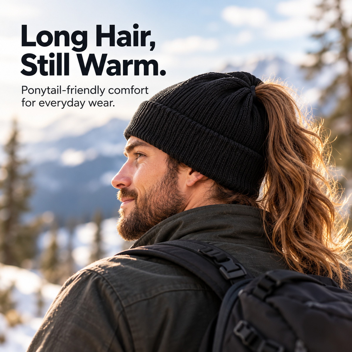 Magnetic Ponytail Beanie™ — Cozy Winter Knit Hat for High Ponytails
