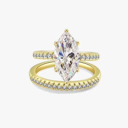 💍 Marquise Sparkle Ring Set – Elegant Two-Piece Gold-Tone Statement Jewelry ✨
