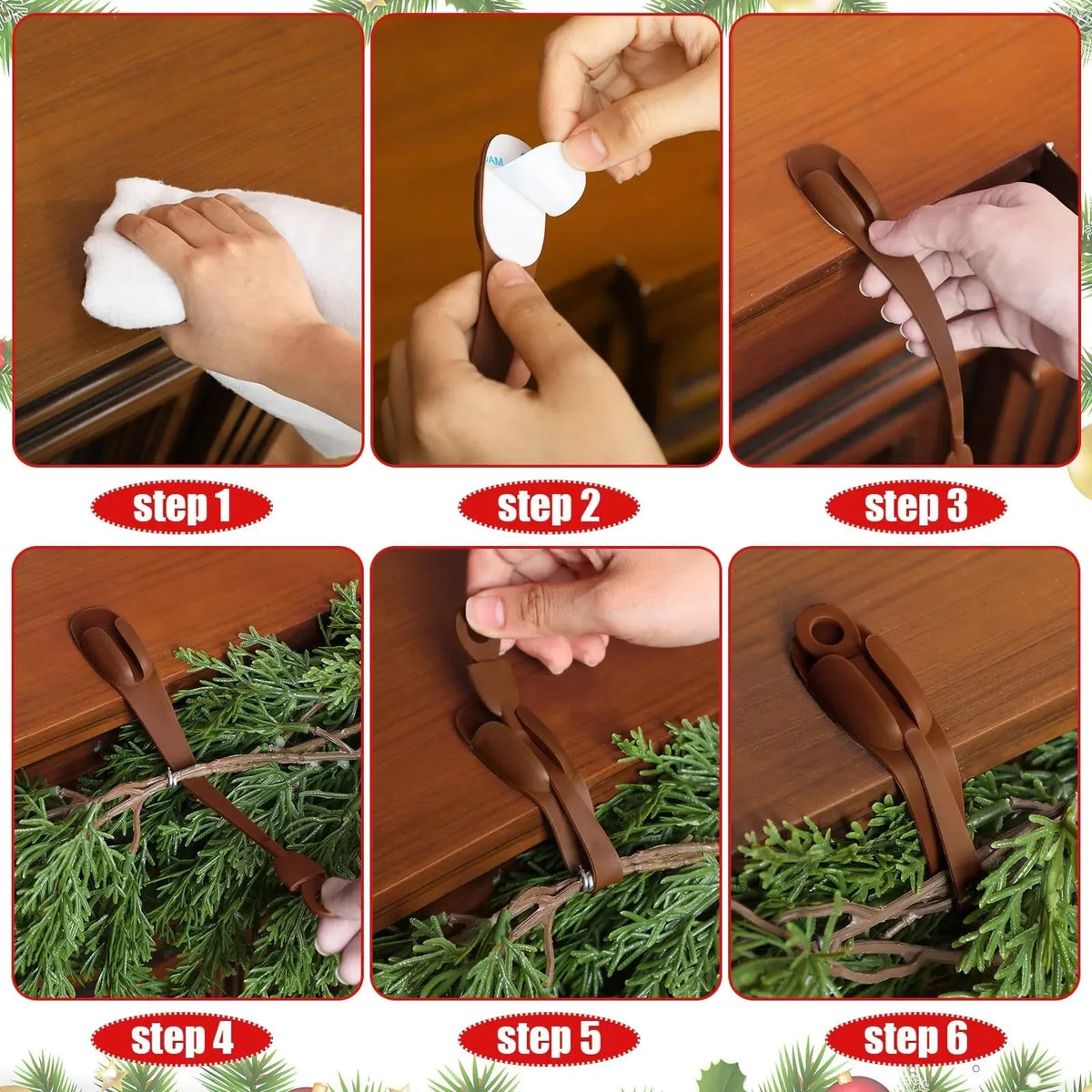 🔥HOT SALE 49% OFF - 🎅Christmas Garland Hanger Mantle Garland Hooks, No Drill (Set of 4)