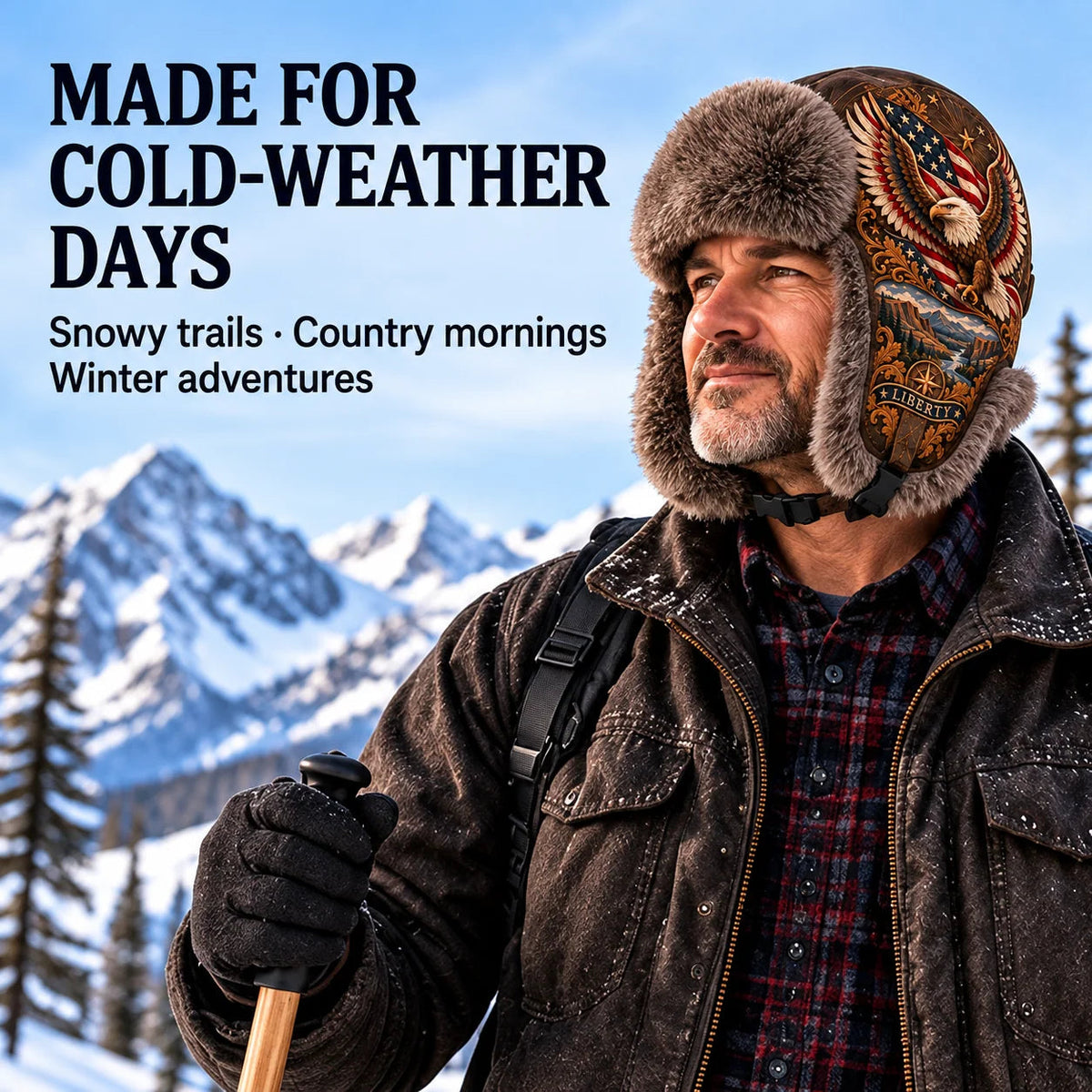 ⏳ Last Day 49% OFF – 🦅❄️'Wings of Freedom' Winter Ear-Flap Hat with Plush Lining