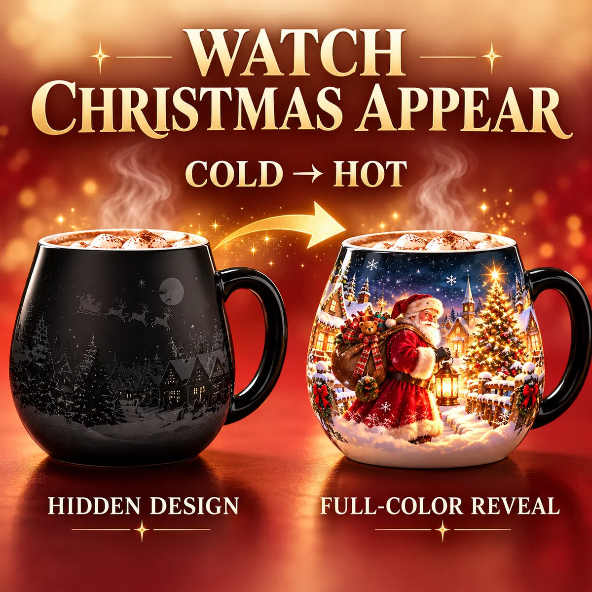 🎅🏻🎁Christmas Magic Color-Changing Mug – Heat Reveal Holiday Gift