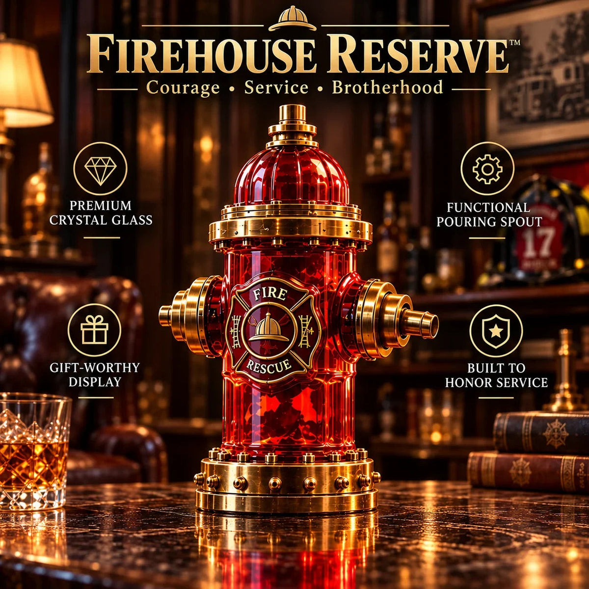 🔥HOT SALE🔥Firehouse Reserve™ — Firefighter Tribute Whiskey Decanter
