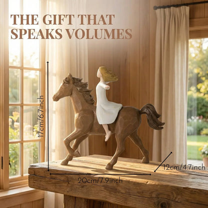Handmade Resin Girl Riding Horse Figurine