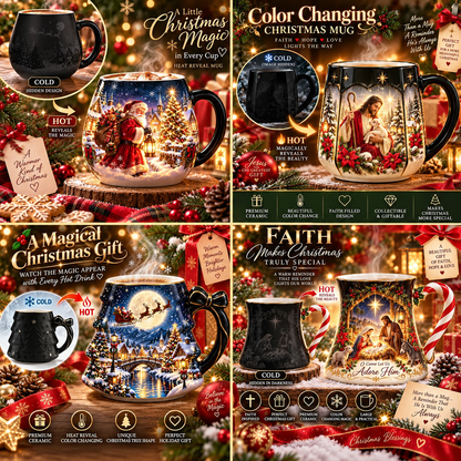 🎅🏻🎁Christmas Magic Color-Changing Mug – Heat Reveal Holiday Gift