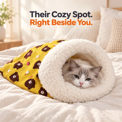 🐱💤 Cozy Cat Sleeping Bag – Ultra-Soft Plush Hideaway Bed for Cats ✨