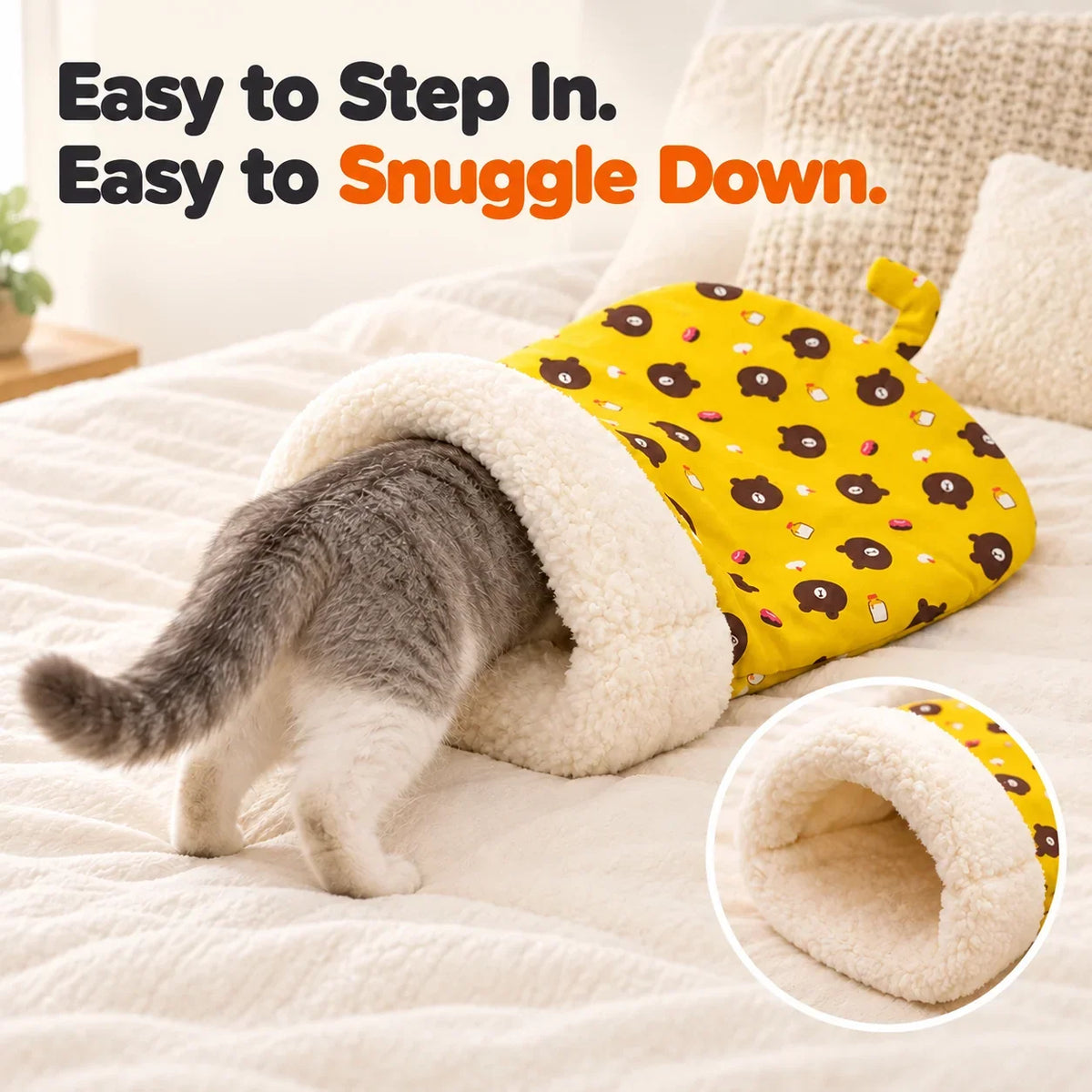 🐱💤 Cozy Cat Sleeping Bag – Ultra-Soft Plush Hideaway Bed for Cats ✨