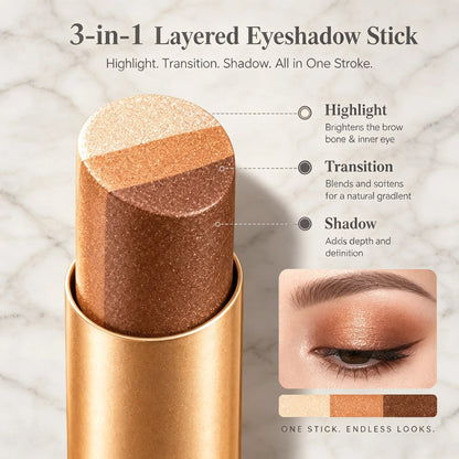 ✨ 3-in-1 Eyeshadow Stick – Waterproof Long-Wear Shimmer Eye Makeup